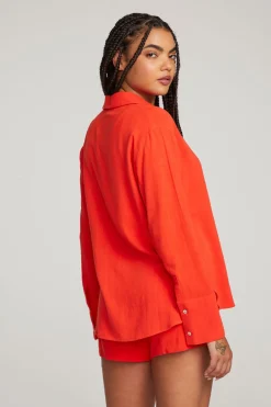 Hot Helena Flame Button Down Women Loungewear|Tops