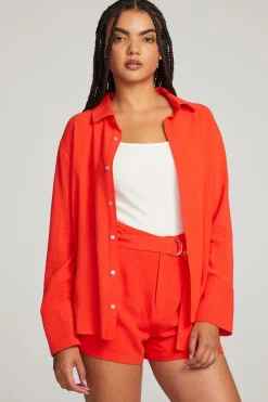 Hot Helena Flame Button Down Women Loungewear|Tops
