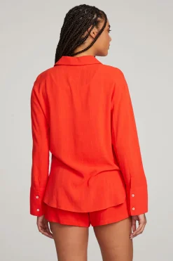 Hot Helena Flame Button Down Women Loungewear|Tops