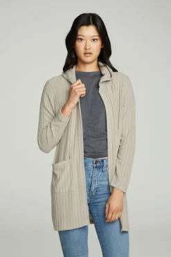Online Hooded Open Duster Cardigan With Pockets Women Outerwear|Tops
