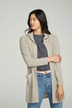 Online Hooded Open Duster Cardigan With Pockets Women Outerwear|Tops