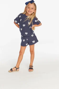 Cheap Jade Blue Heart Girls Short Kids Girls