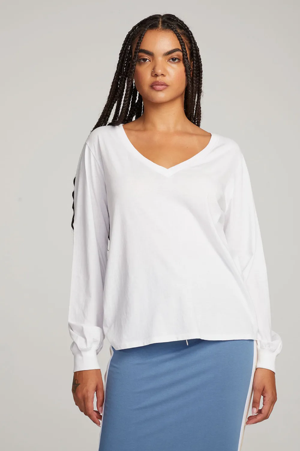 Cheap Kara White Long Sleeve Women Loungewear|Tops