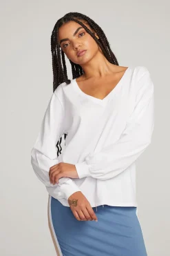 Cheap Kara White Long Sleeve Women Loungewear|Tops