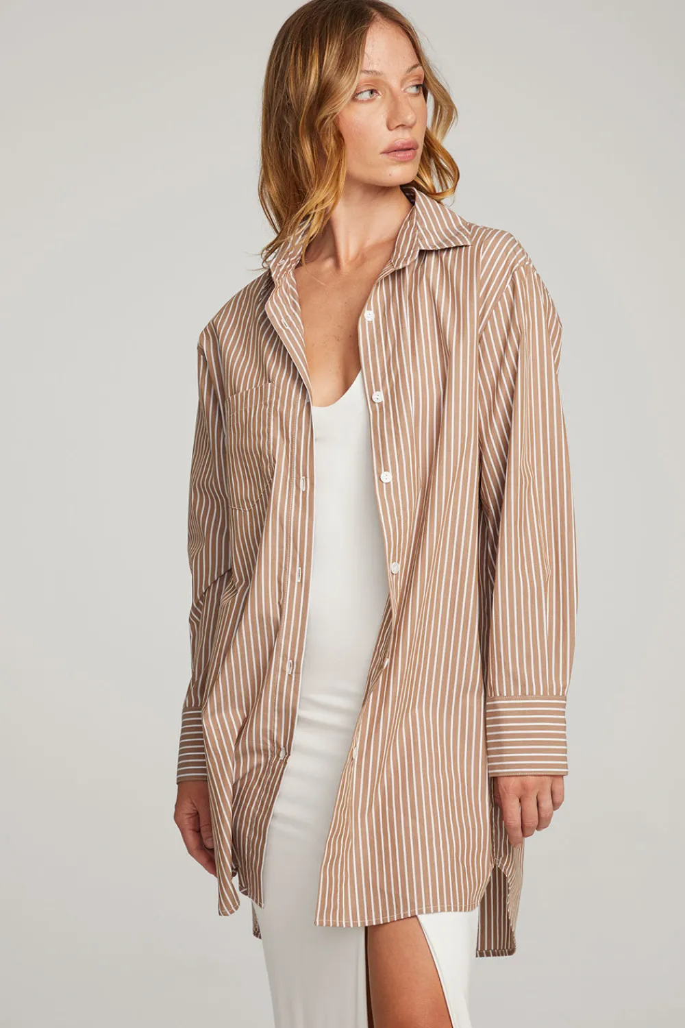 New Kerstin Whiskey Stripe Button Down Women Loungewear|Tops