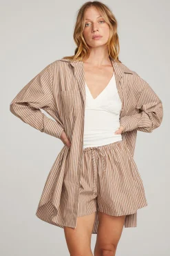 New Kerstin Whiskey Stripe Button Down Women Loungewear|Tops