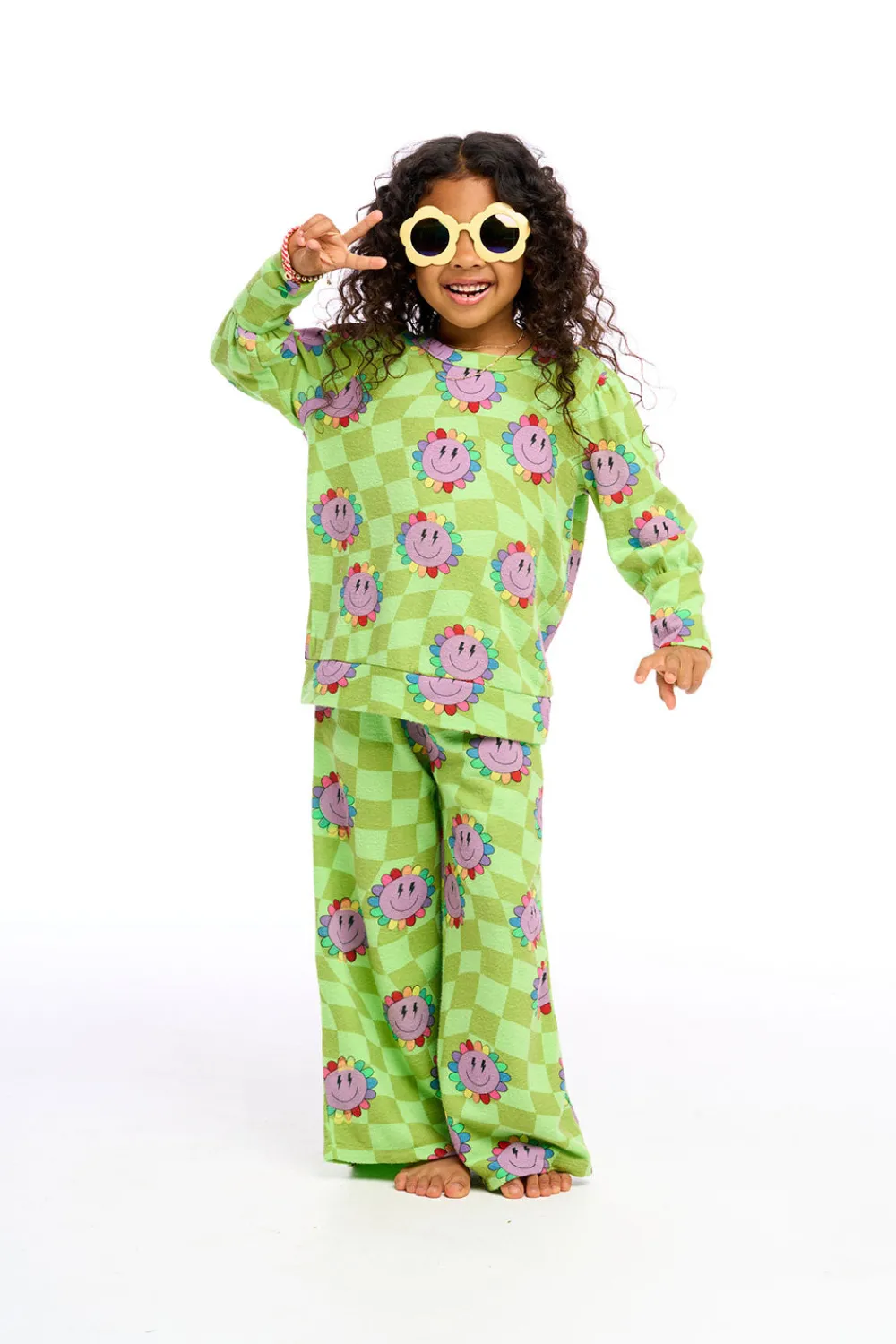 Discount Lime Checkered Daisy Kids Girls