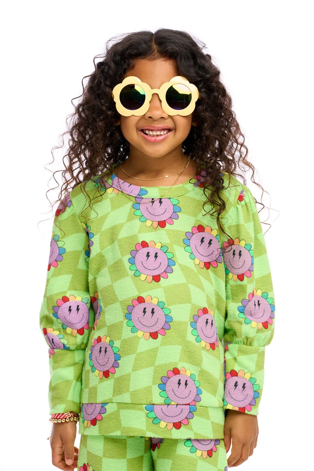 Discount Lime Checkered Daisy Kids Girls
