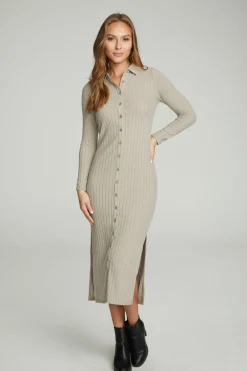 Clearance Long Sleeve Button Down Collar Dress Women Dresses
