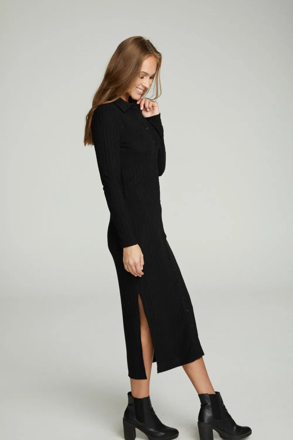 Sale Long Sleeve Button Down Collar Dress Women Dresses