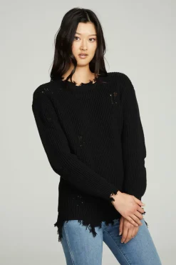 Fashion Long Sleeve Crew Neck Deconstructed Sweater Pullover Women Outerwear|Tops