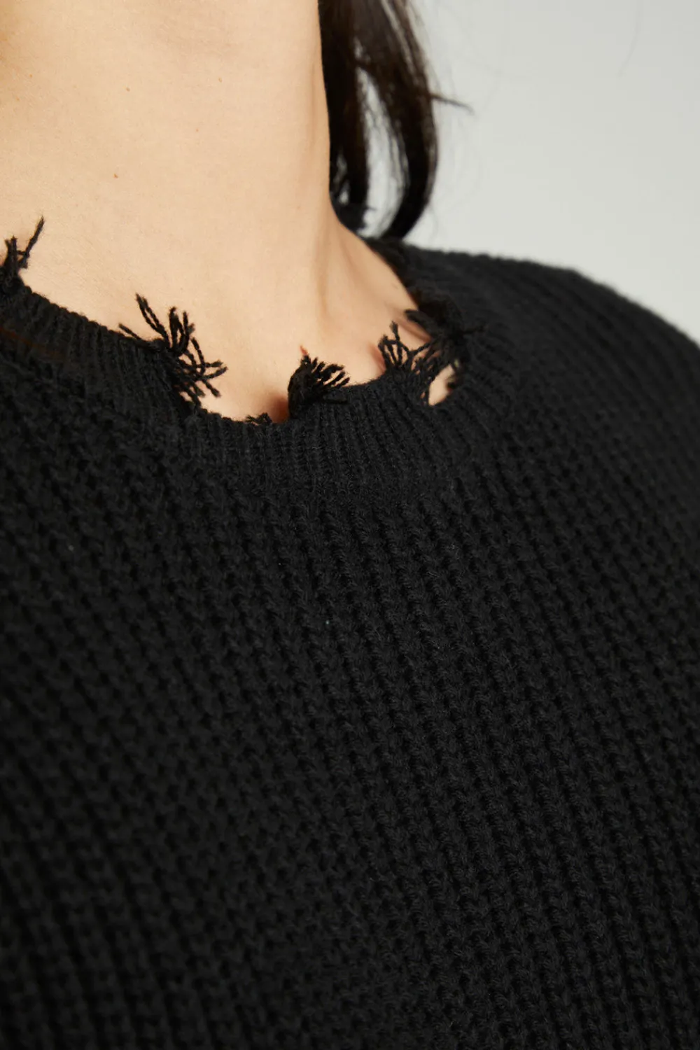 Fashion Long Sleeve Crew Neck Deconstructed Sweater Pullover Women Outerwear|Tops