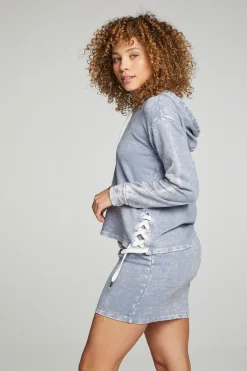 Online Long Sleeve Hoodie With Lace Up Sides Women Outerwear|Tops