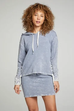 Online Long Sleeve Hoodie With Lace Up Sides Women Outerwear|Tops