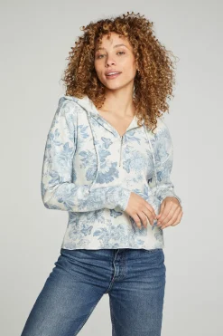 Cheap Long Sleeve Semi Cropped Zip Front Hoodie Women Outerwear|Tops