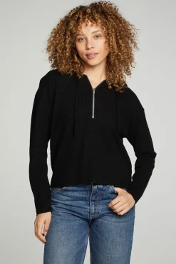 Store Long Sleeve Semi Cropped Zip Front Hoodie Women Outerwear|Tops