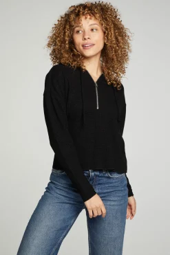 Store Long Sleeve Semi Cropped Zip Front Hoodie Women Outerwear|Tops