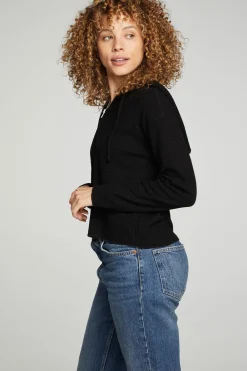 Store Long Sleeve Semi Cropped Zip Front Hoodie Women Outerwear|Tops