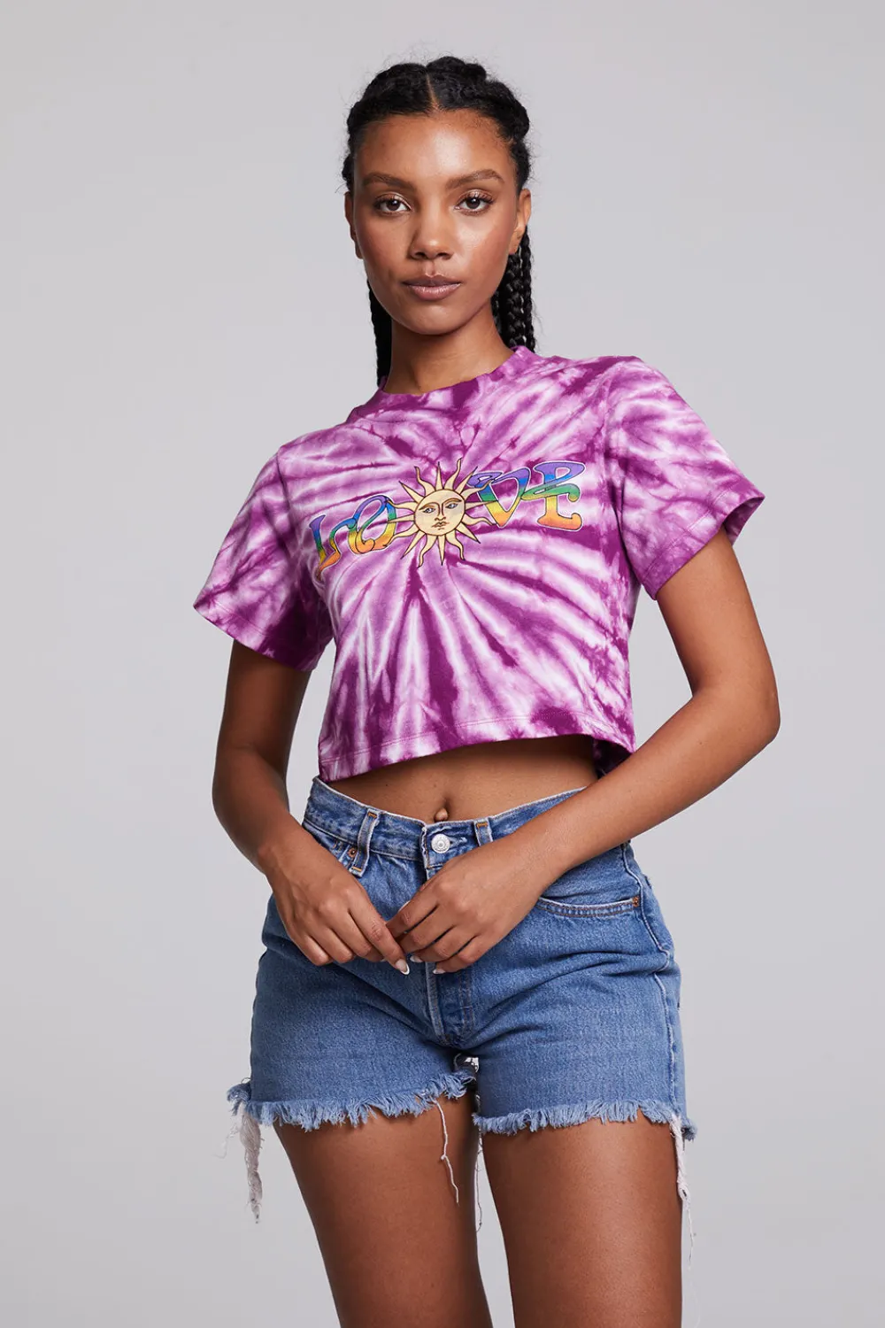 Fashion Love Sun Crop Crew Neck Tee Women Loungewear|Graphics