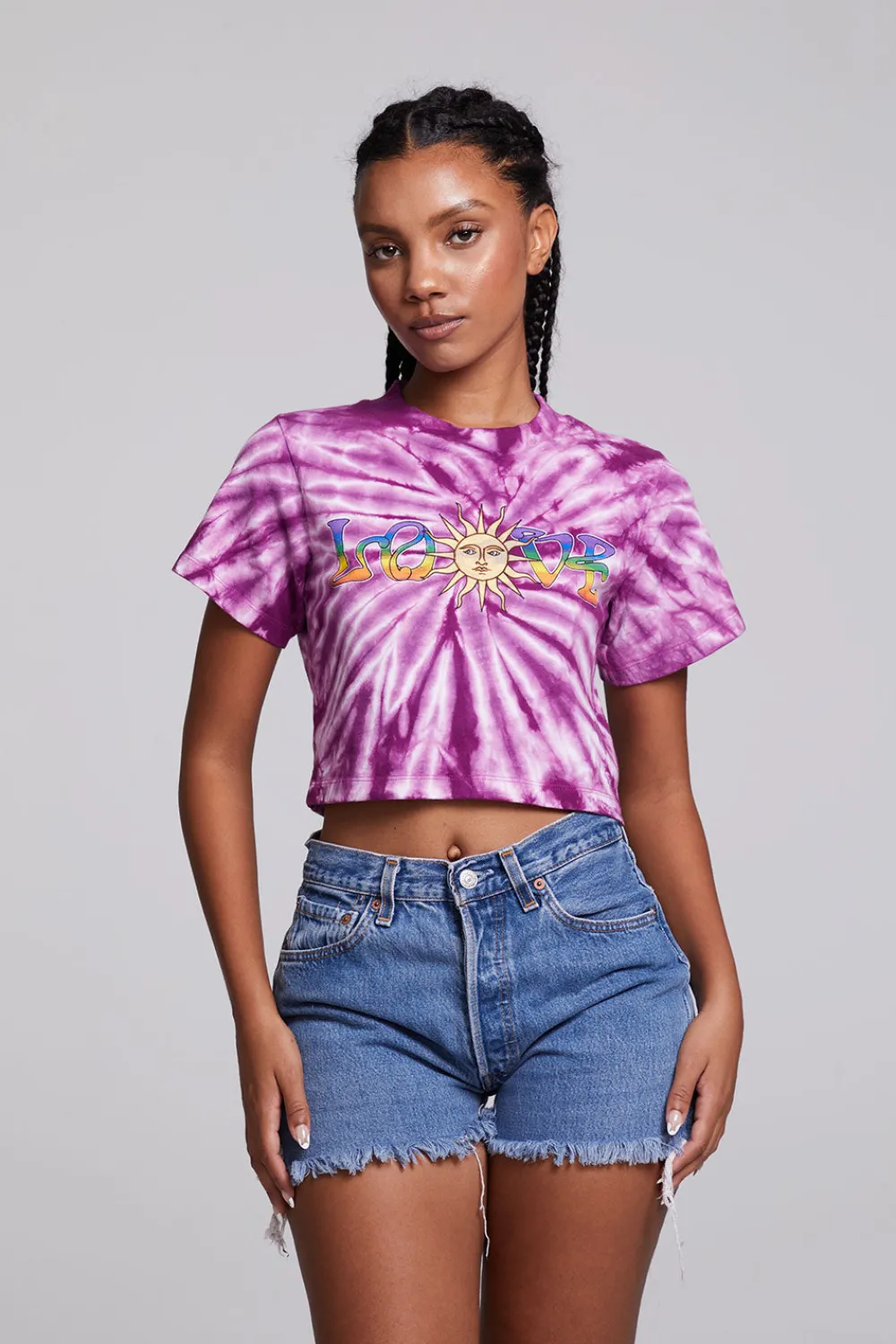 Fashion Love Sun Crop Crew Neck Tee Women Loungewear|Graphics