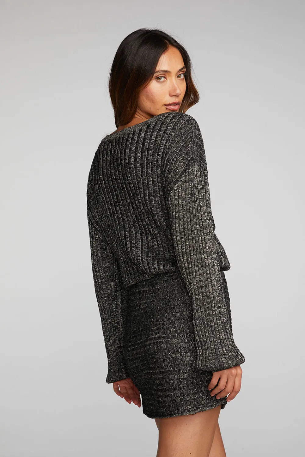 Cheap Lurex Rib Knit Mini Dress With Shirring Women Loungewear|Dresses