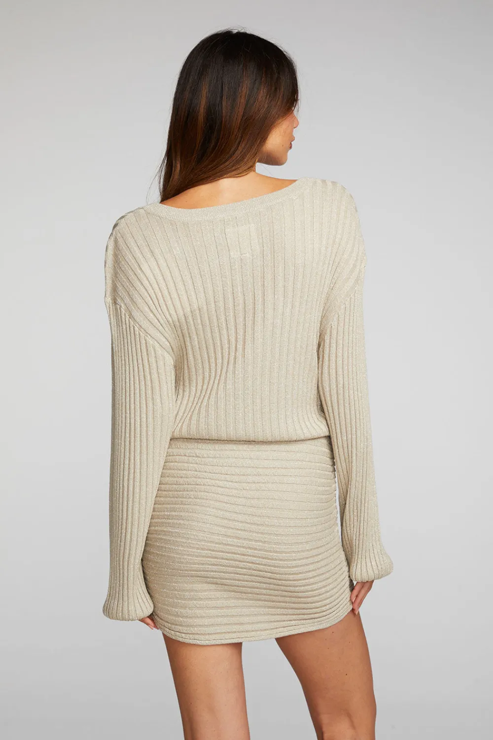 Outlet Lurex Rib Knit Mini Dress With Shirring Women Loungewear|Dresses