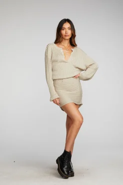 Outlet Lurex Rib Knit Mini Dress With Shirring Women Loungewear|Dresses