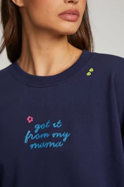 Sale Mama Embroidery Pullover Women Loungewear|Graphics