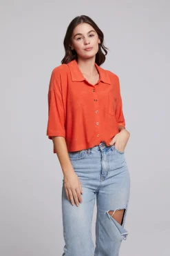 Fashion Marine Crop Button Down - Tigerlily Women Loungewear|Tops