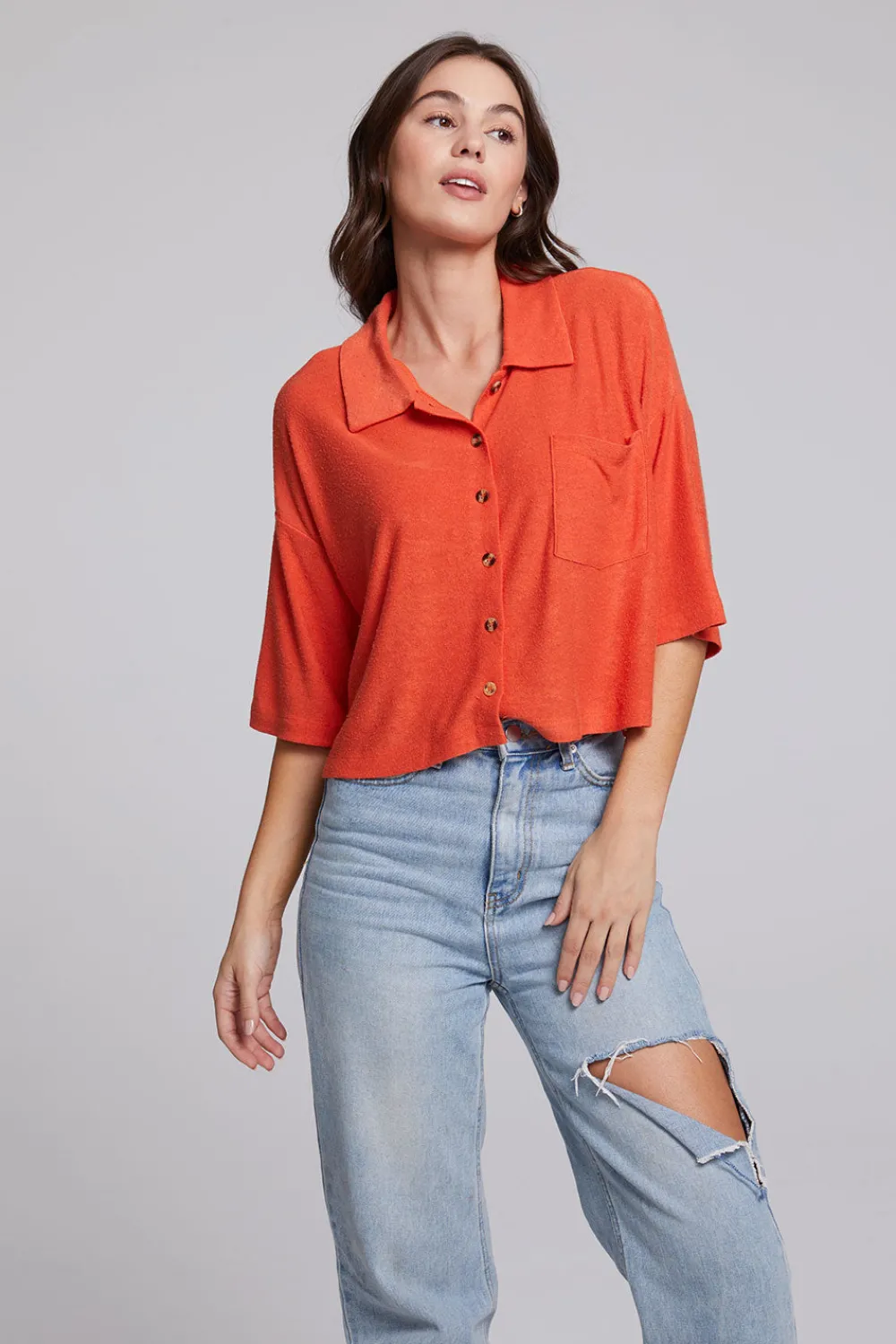 Fashion Marine Crop Button Down - Tigerlily Women Loungewear|Tops