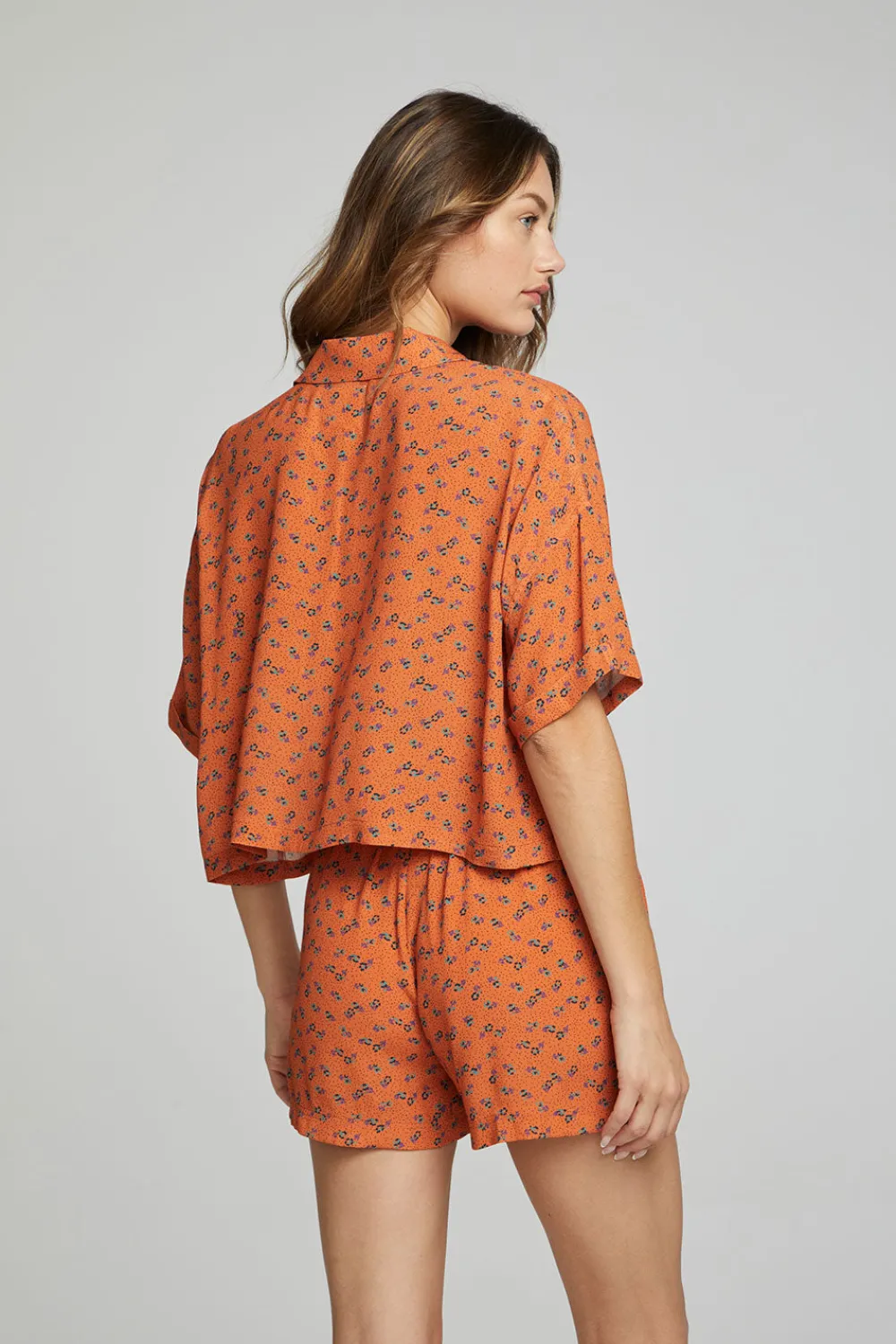 Flash Sale Marine Crop Button Down - Tigerlily Floral Print Women Loungewear|Tops