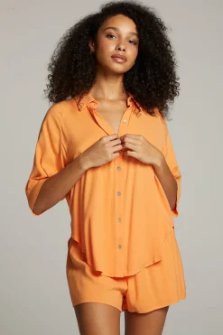 Online Marlin Tangerine Button Up Women Loungewear|Tops