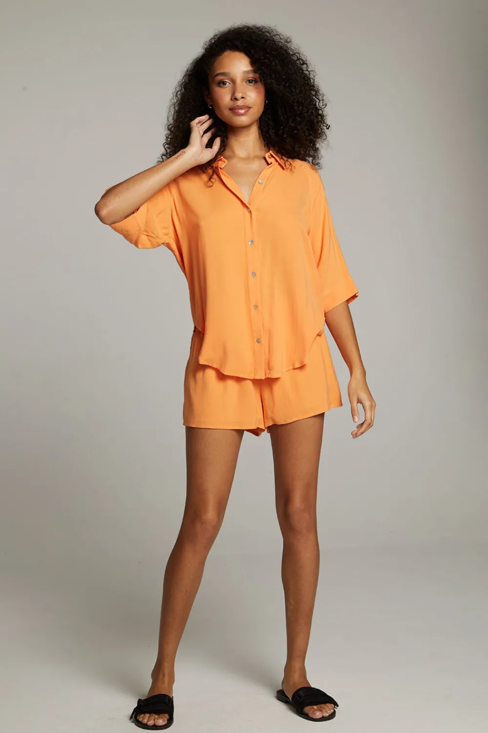 Online Marlin Tangerine Button Up Women Loungewear|Tops
