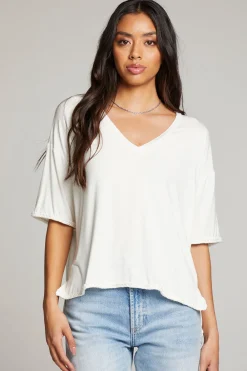 Clearance Mason White V Neck Women Loungewear|Tops