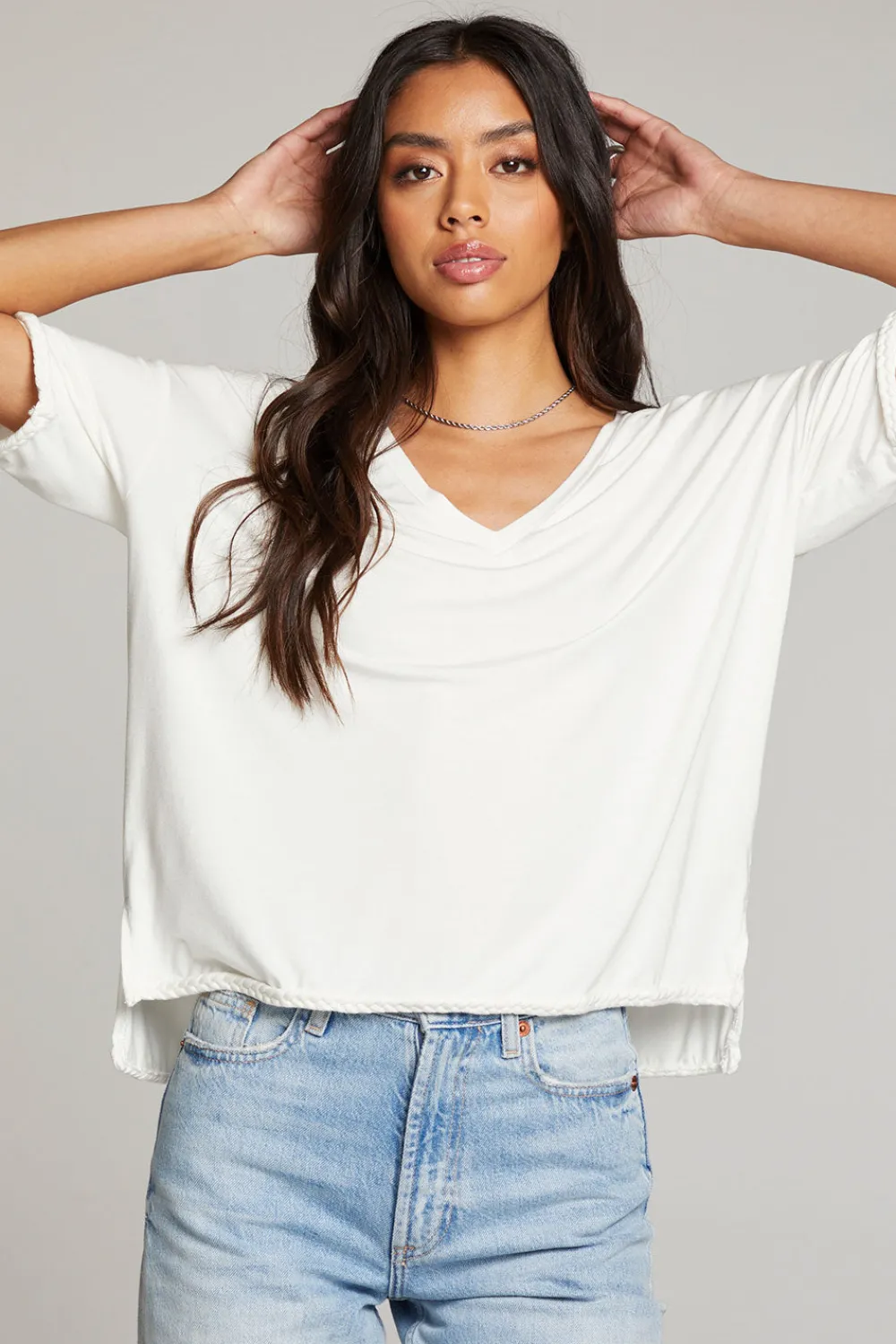 Clearance Mason White V Neck Women Loungewear|Tops