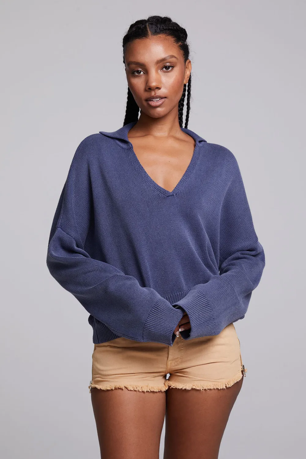 Shop Mercury Washed Indigo Crop Pullover Women Outerwear|Loungewear