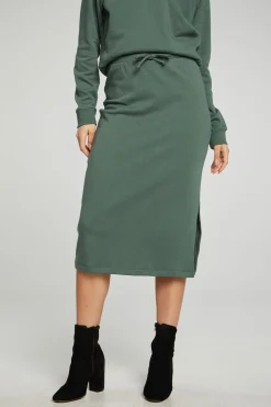 Best Midi Drawstring Skirt With Side Slit Women Bottoms