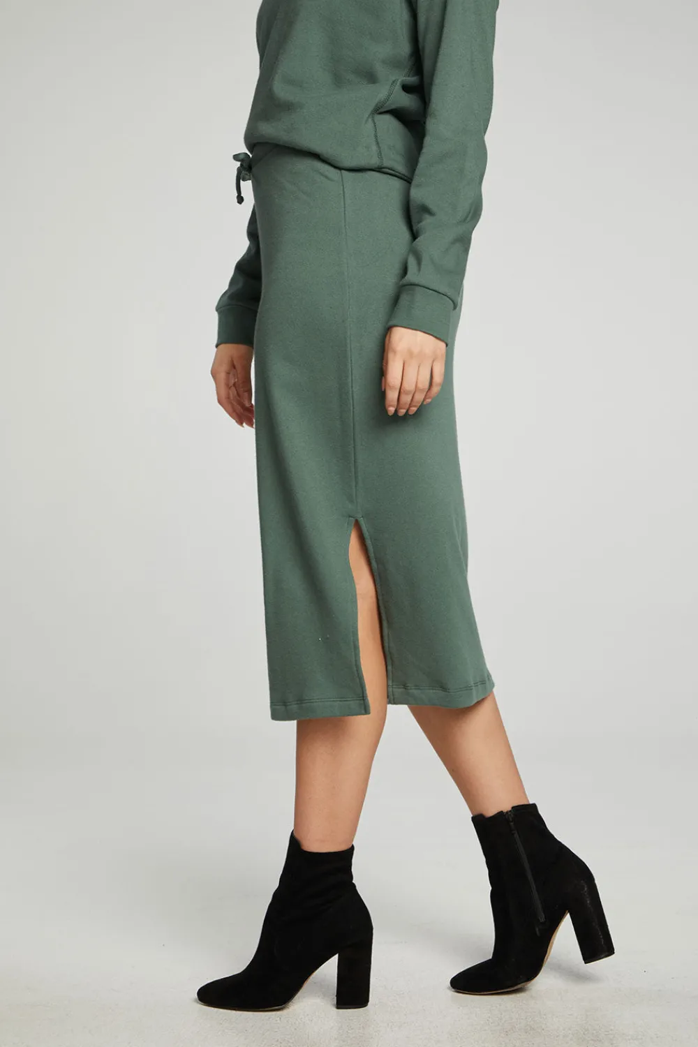 Best Midi Drawstring Skirt With Side Slit Women Bottoms