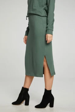 Best Midi Drawstring Skirt With Side Slit Women Bottoms