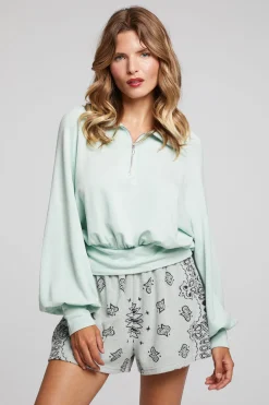 Online Midnight Matcha Half Zip Women Loungewear|Tops