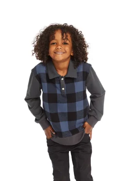 New Mike Ghost Plaid Collared Shirt Kids/BOY Boys