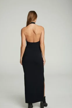 Cheap Mock Neck Open Back Maxi Dress With Side Slit Women Dresses