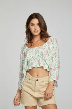 Store Monarch Crop Top - Grass Daisy Floral Women Outerwear|Loungewear