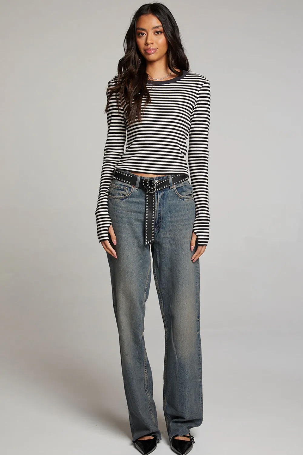 Online Moonlight Punk Stripe Long Sleeve Women Loungewear|Tops