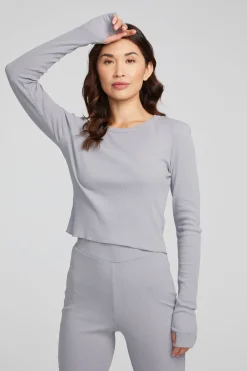 Hot Moonlight Silver Grey Long Sleeve Women Loungewear|Tops