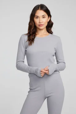 Hot Moonlight Silver Grey Long Sleeve Women Loungewear|Tops