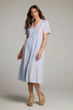 Store Orange South West Beach Stripe Midi Dress Women Loungewear|Dresses
