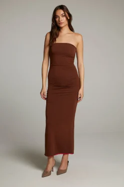 Online Panama Coffee And Raspberry Reversible Midi Dress Women Loungewear|Dresses
