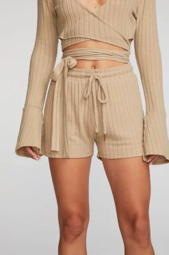 Store Poor Boy Rib Shorts With Shoestring Tie Women Loungewear|Bottoms