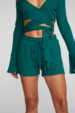 Store Poor Boy Rib Shorts With Shoestring Tie Women Loungewear|Bottoms